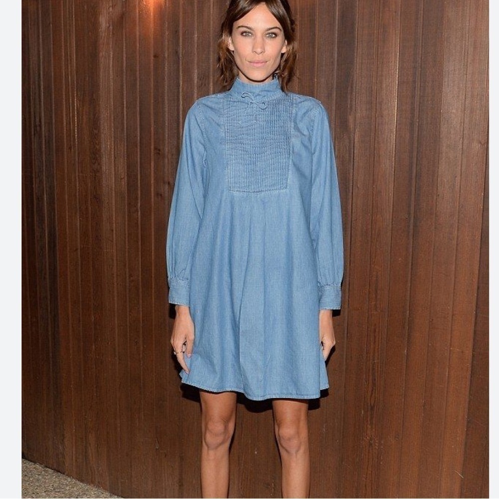 Alexa Chung AG denim tunic mini dress high neck S